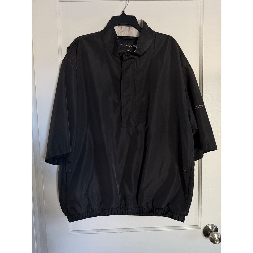 FootJoy DryJoys Mens XL Black Short Sleeve Golf Windshirt Pullover Windbreaker
